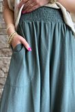 Basso Shirring Wide Leg Pant Deep Moss